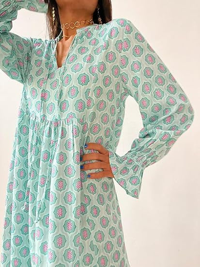 Women's Fashion Stereo Printed Mid Waist Dress