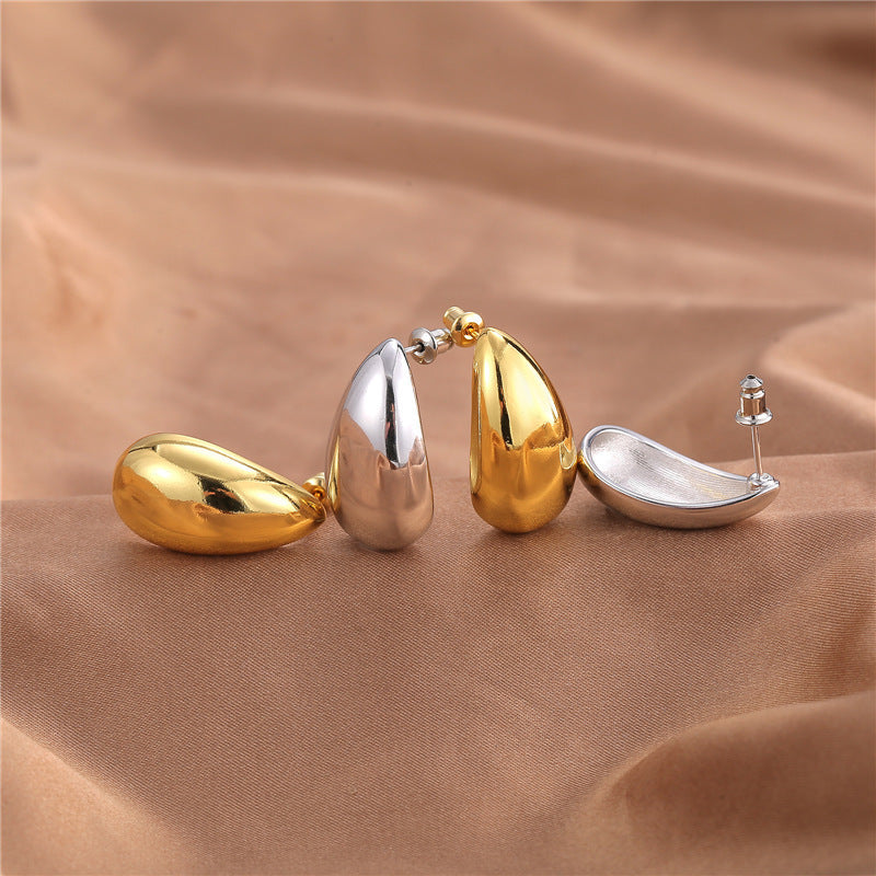 Metall Textur Hochwertige Ohrringe Golden Water Drop