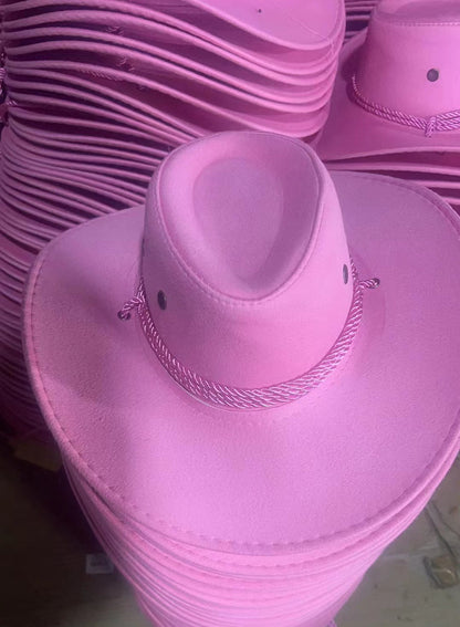 Cowboy Hat Men's Double-sided Suede Sun Hat With Wide Brim