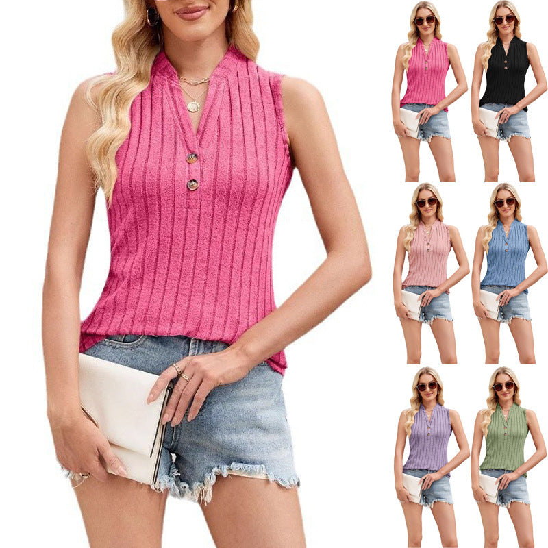 Women's Sleeveless Solid Color Knitted Vest - X2-Shopping