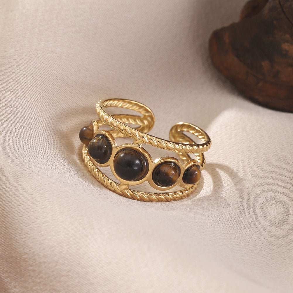 Maillard Khaki Exquisiter, eleganter, modischer Edelstahlring