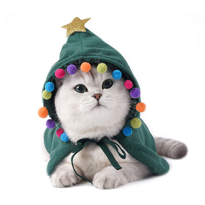 Cute Dog Cat Costume Christmas Cloak Halloween Disguise Cat - X2-Shopping