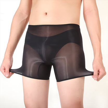 Men's Ultra-thin Shiny Stockings Transparent Bag Independent Warehouse Boxer Briefs