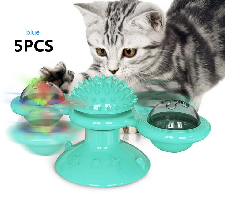 Cat Rotating Windmill Multi-Function Toys Itch Scratching Device Teeth Shining Toy - X2-Shopping