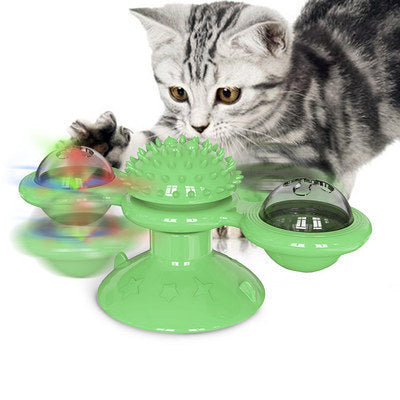 Cat Rotating Windmill Multi-Function Toys Itch Scratching Device Teeth Shining Toy - X2-Shopping