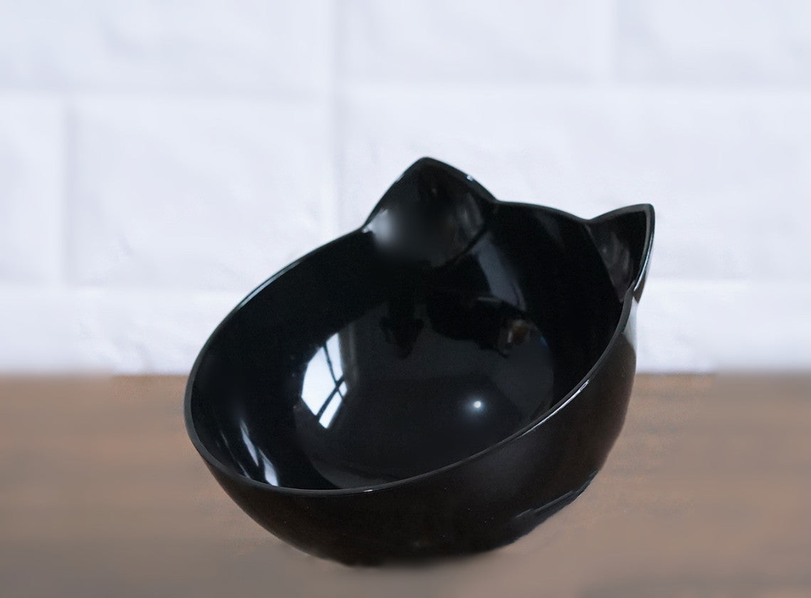 New Inclined Food Cat Ear Oblique Mouth Transparent Single Pet Bowl - X2-Shopping