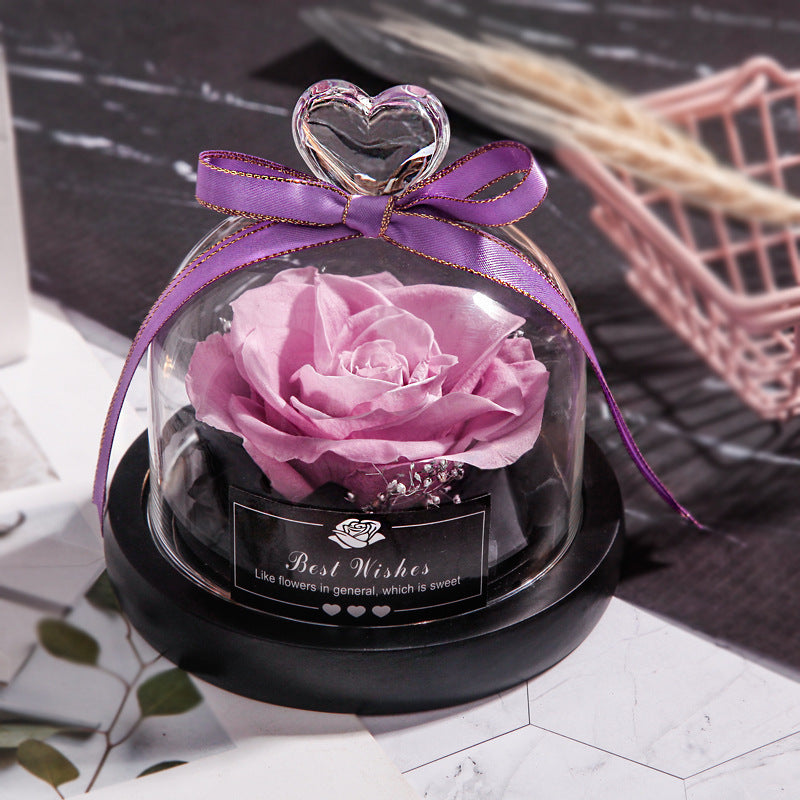 Getrocknete Blumen für Zuhause, Valentinstag, Weihnachten, Hochzeitsgeschenke, getrocknete Blumen, ewige echte Rose, Heimdekoration mit LED im Glas
