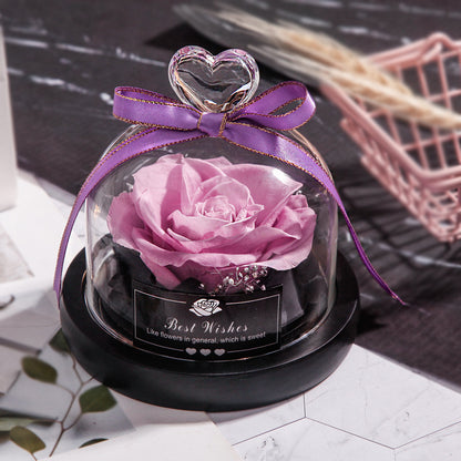 Getrocknete Blumen für Zuhause, Valentinstag, Weihnachten, Hochzeitsgeschenke, getrocknete Blumen, ewige echte Rose, Heimdekoration mit LED im Glas