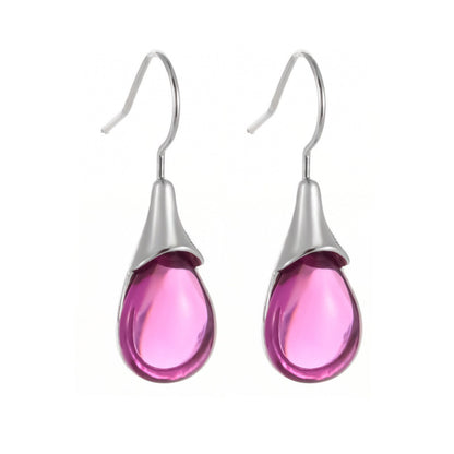 Drop-shaped Inlaid Cat's Eye Earrings Four-color Simple