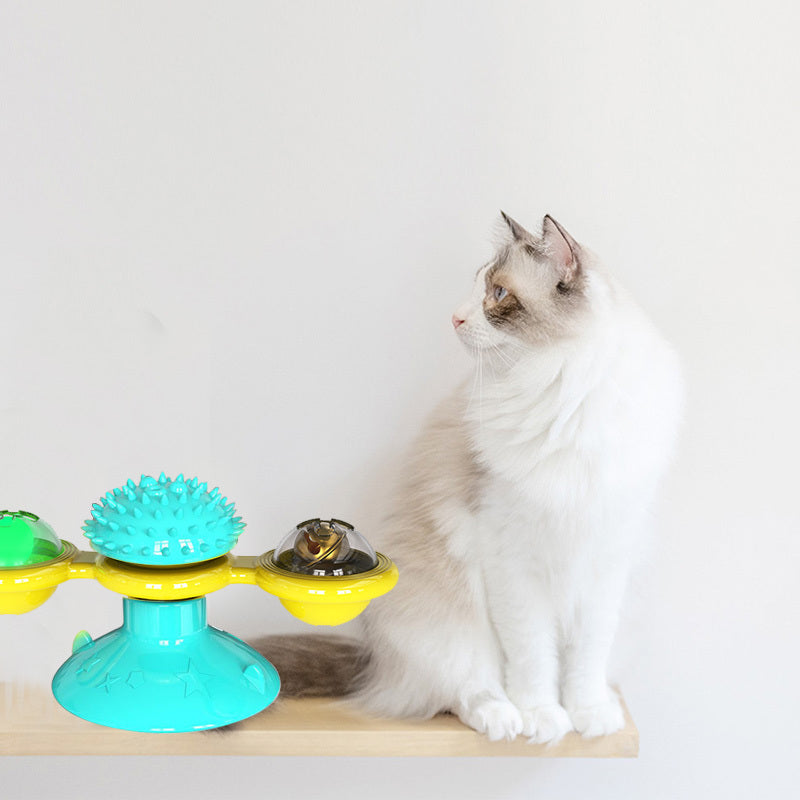 Cat Rotating Windmill Multi-Function Toys Itch Scratching Device Teeth Shining Toy - X2-Shopping