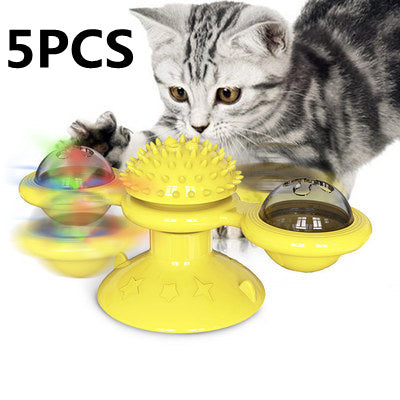 Cat Rotating Windmill Multi-Function Toys Itch Scratching Device Teeth Shining Toy - X2-Shopping