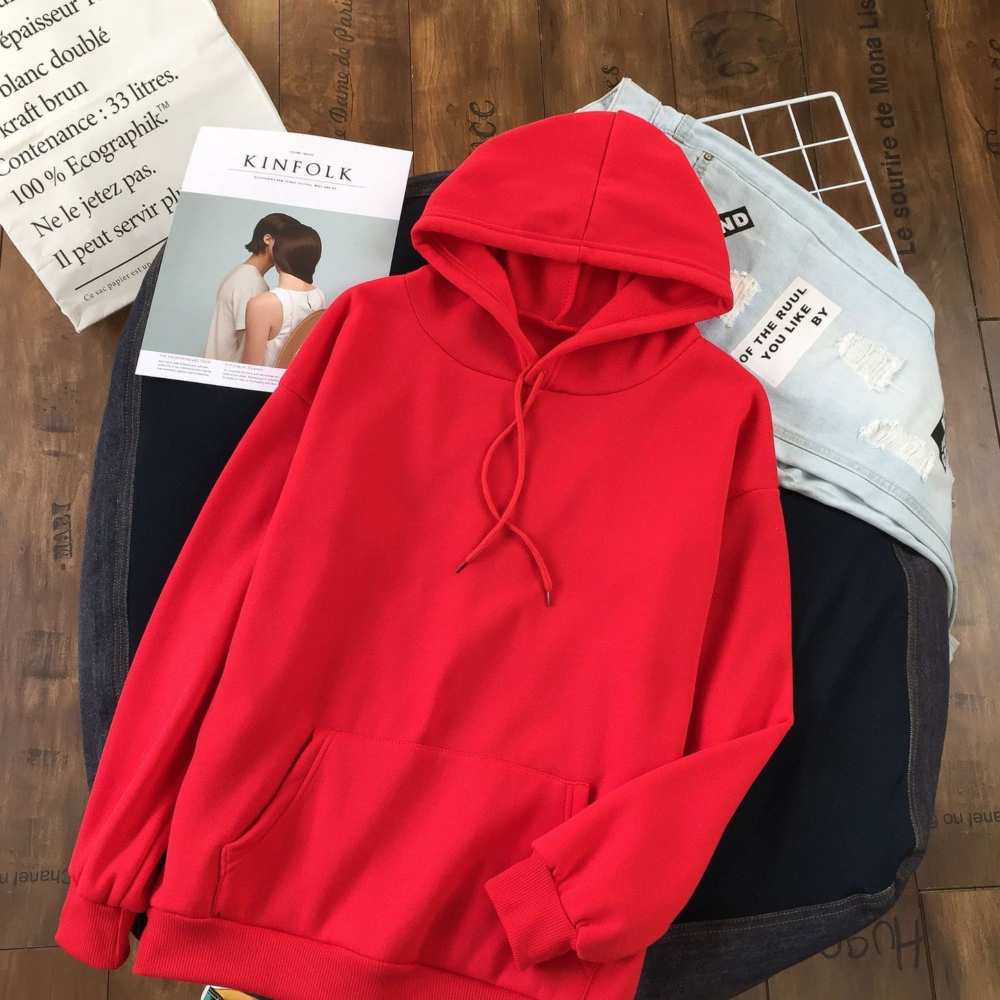 Long Sleeve Solid Color Hooded Sweater Couple - X2-Shopping