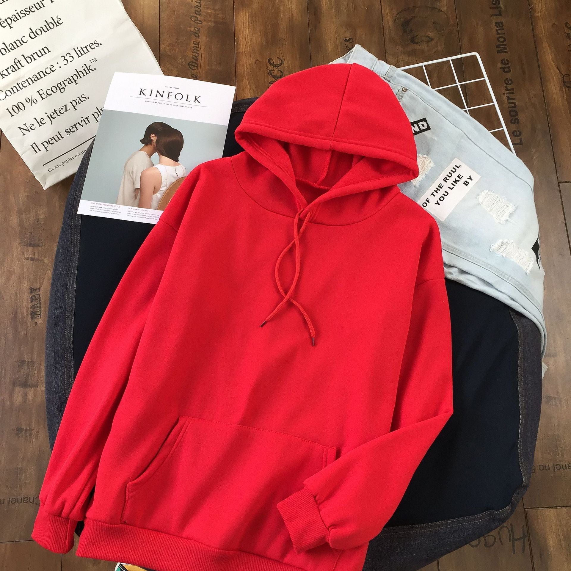 Long Sleeve Solid Color Hooded Sweater Couple - X2-Shopping