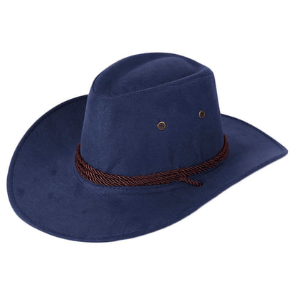 Cowboy Hat Men's Double-sided Suede Sun Hat With Wide Brim
