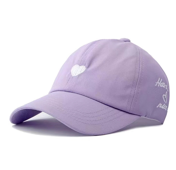 Preppy Style Love Embroidery Ponytail Half Topless Hat - X2-Shopping