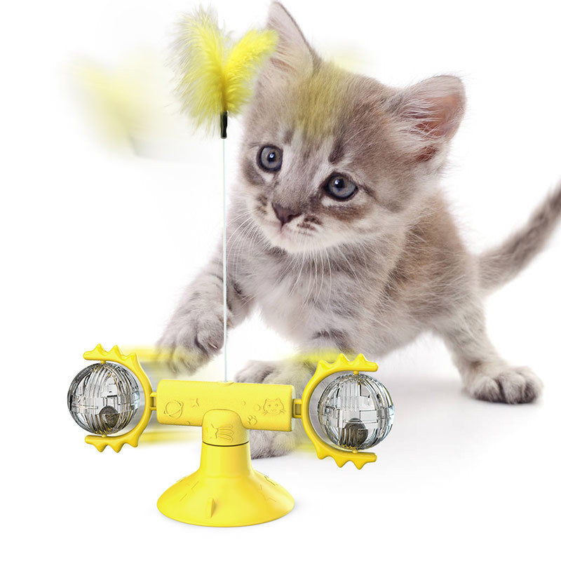Cat Rotating Windmill Multi-Function Toys Itch Scratching Device Teeth Shining Toy - X2-Shopping