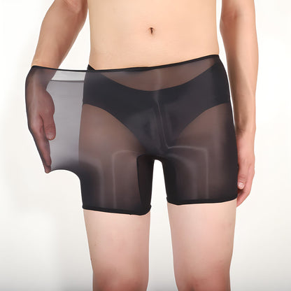 Men's Ultra-thin Shiny Stockings Transparent Bag Independent Warehouse Boxer Briefs