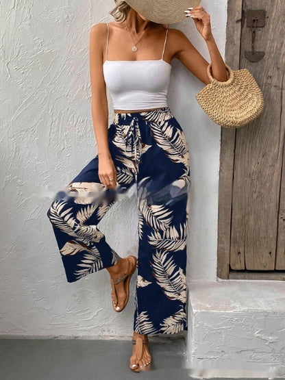 New Women's Trousers Elastic Waistband Straight High Waist - X2-Shopping