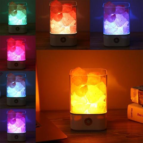 مصباح LED بملح الهيمالايا الكريستالي USB