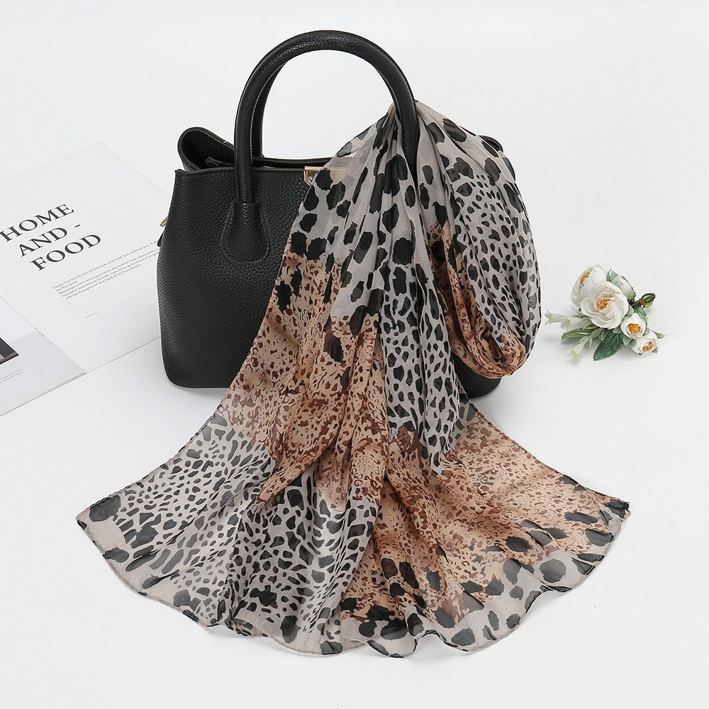 Thin Chiffon Lotus Pond Moonlight Printed Silk Scarf - X2-Shopping
