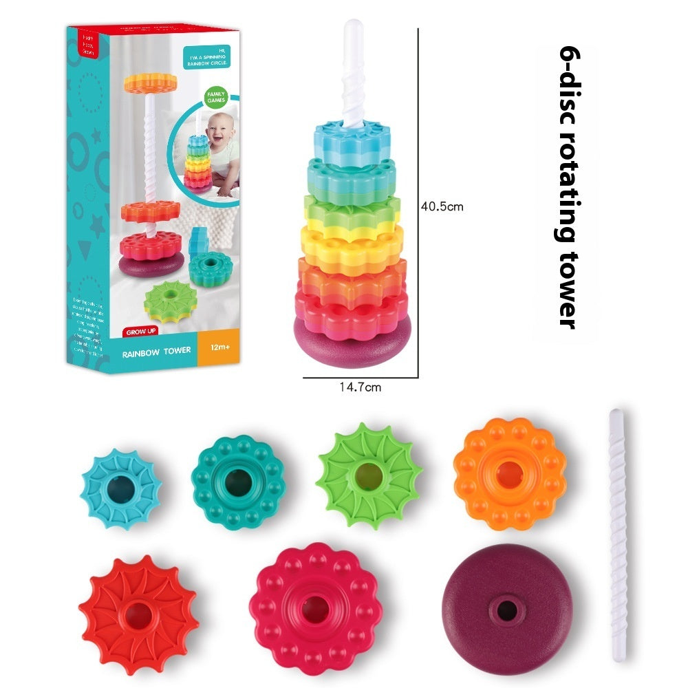 Regenbogen Rotierenden Turm Spielzeug Baby Frühen Bildung Intellektuelle Entwicklung Intelligenz Ferrule