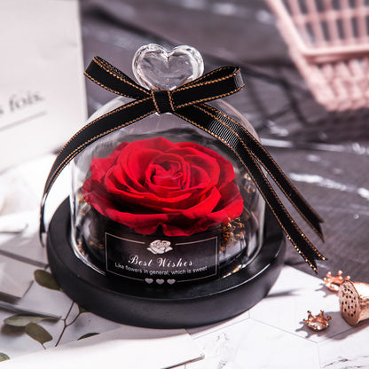 Getrocknete Blumen für Zuhause, Valentinstag, Weihnachten, Hochzeitsgeschenke, getrocknete Blumen, ewige echte Rose, Heimdekoration mit LED im Glas