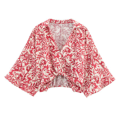Summer Vacation Style Top Printed Wide Leg Pants