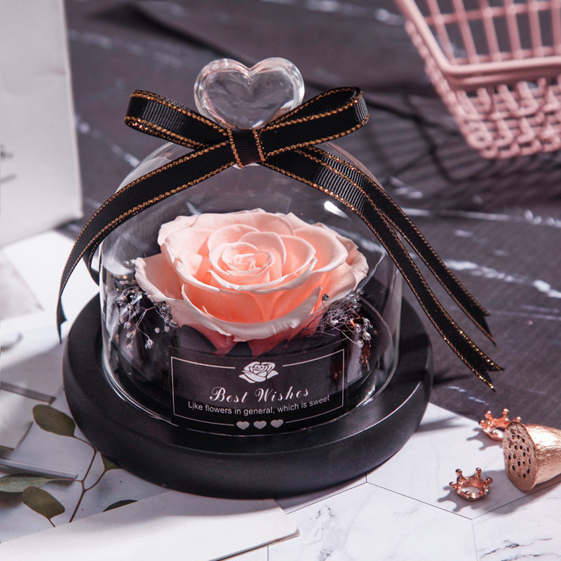 Getrocknete Blumen für Zuhause, Valentinstag, Weihnachten, Hochzeitsgeschenke, getrocknete Blumen, ewige echte Rose, Heimdekoration mit LED im Glas