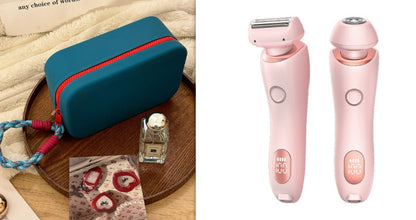 ماكينة إزالة الشعر 2 في 1 قابلة لإعادة الشحن عبر USB للنساء، ماكينة حلاقة للجسم والوجه والساق والإبط والبكيني واليدين والعانة