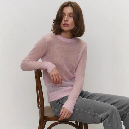 Sweater Blouse Women's Round Neck European And American Style See-through