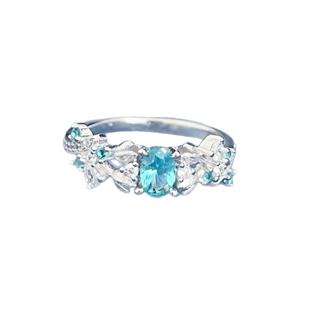 Big Diamond  Style Niche High-grade Navy Blue Ring For Women
