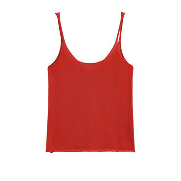 Pure Desire European And American Sexy Style Solid Color Spaghetti Straps Knitted Top