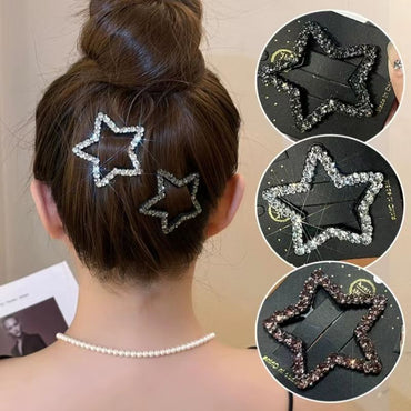 High-end Simple Rhinestone Star Hairpin Sweet Cool Female Headdress