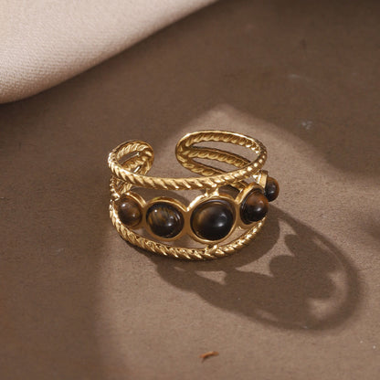 Maillard Khaki Exquisiter, eleganter, modischer Edelstahlring