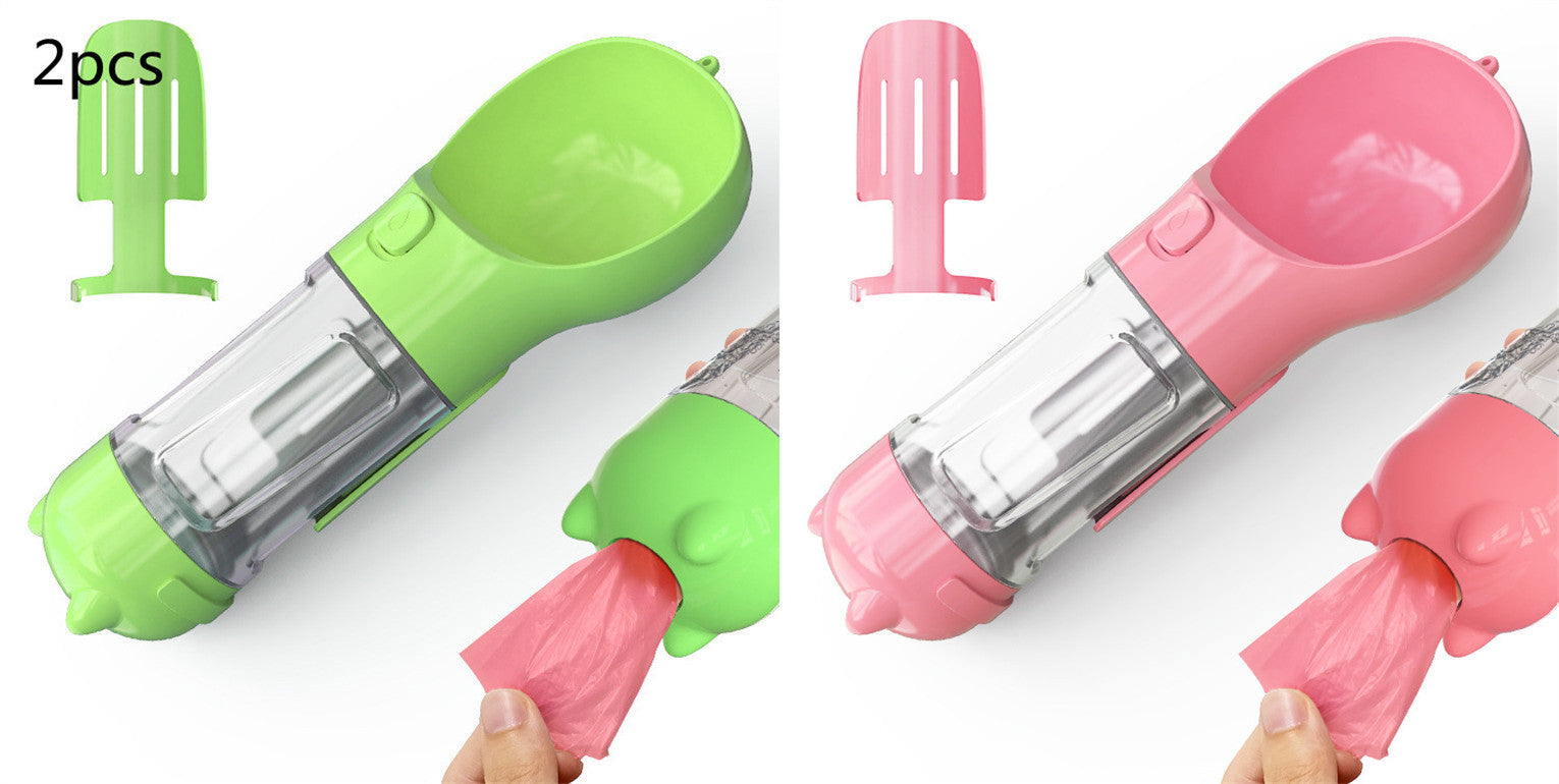 Pet Water Bottle Feeder Bowl Garbage Bag Storage Portable Pet Outdoor Travel 3 In 1 Dog Water Bottle - X2-Shopping
