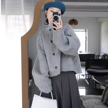 Gray Woolen Overcoat For Women