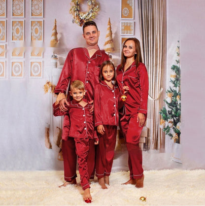 Children's Long-sleeved Parent-child Ice Silk Pajamas Suit - X2-Shopping