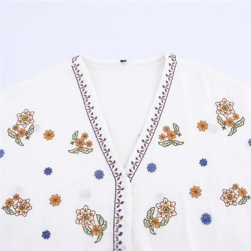 European And American Style Fashionable Simple Embroidered Shirt