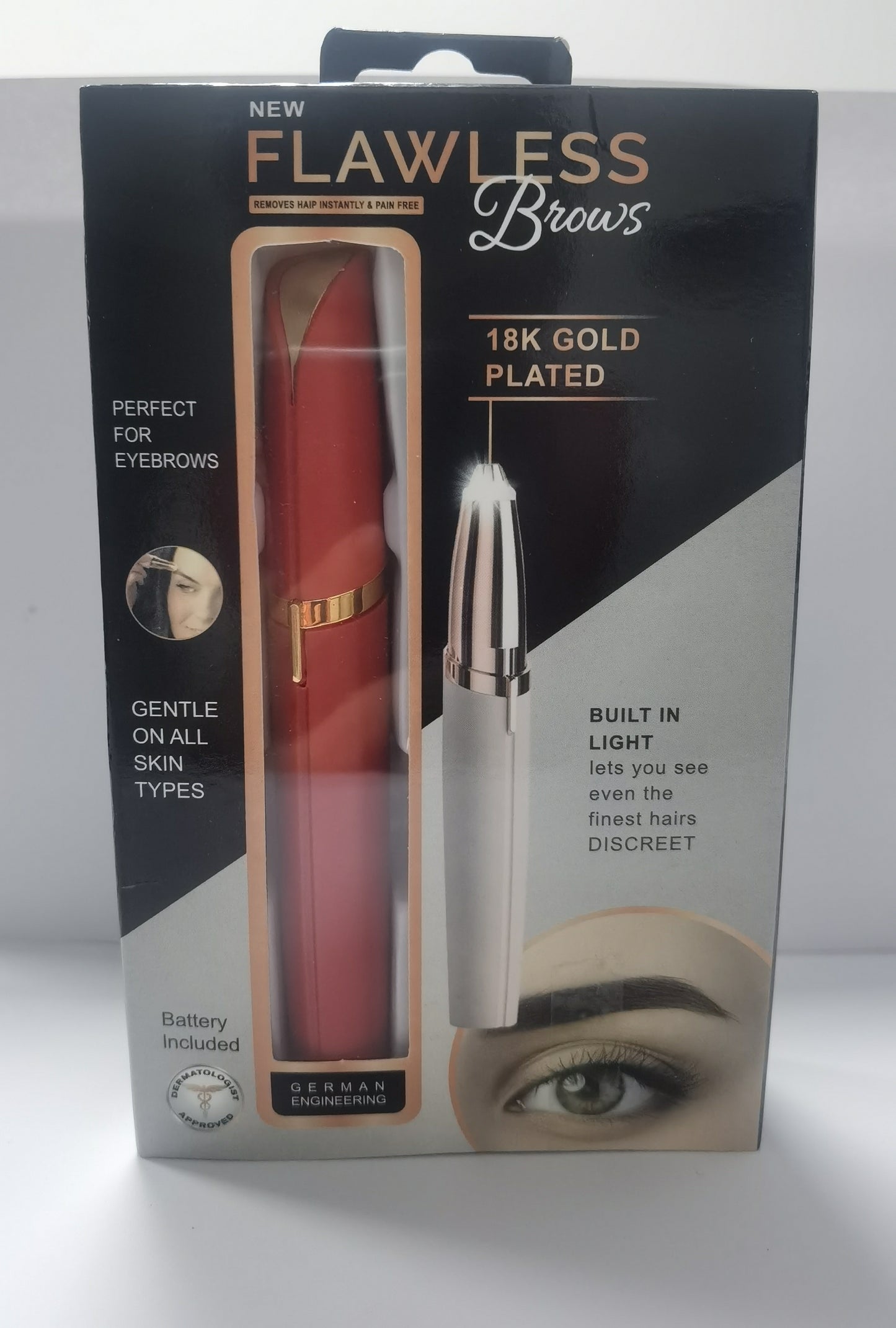 Mini Elektrischer Augenbrauentrimmer Lippenstift Augenbrauen Stift Haarentferner Schmerzloser Rasierer Epilierer mit LED-Licht