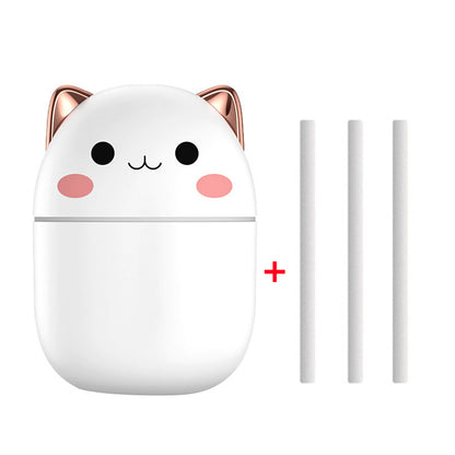 Luftbefeuchter, süße Katze, ultraleiser USB-Luftreiniger für Büro, Haushalt, Schlafzimmer, Auto, Aromatherapie, mit LED-Kühlnebelspray