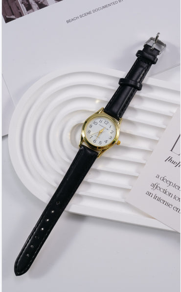 Men's Leather Strap Sports Pointer Quartz Watch