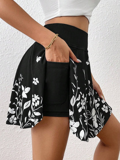 Pocket Minimalist Flower Printed Shorts With Pockets Shorts Inside Out Back To School Outfits - X2-Shopping