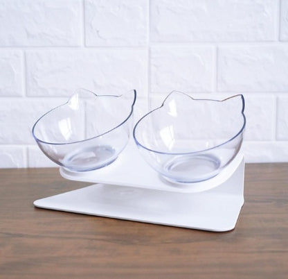 New Inclined Food Cat Ear Oblique Mouth Transparent Single Pet Bowl - X2-Shopping