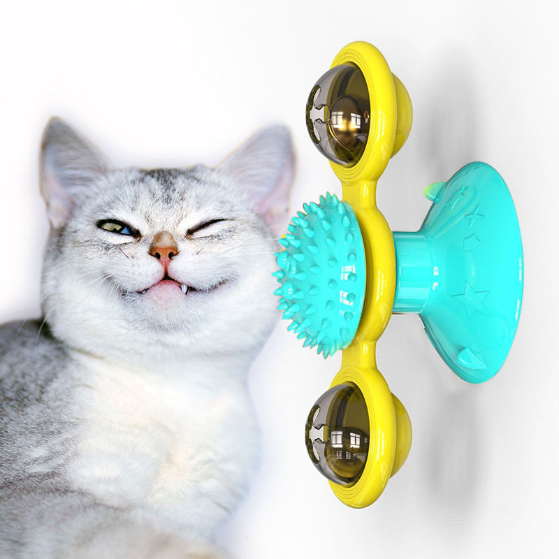 Cat Rotating Windmill Multi-Function Toys Itch Scratching Device Teeth Shining Toy - X2-Shopping
