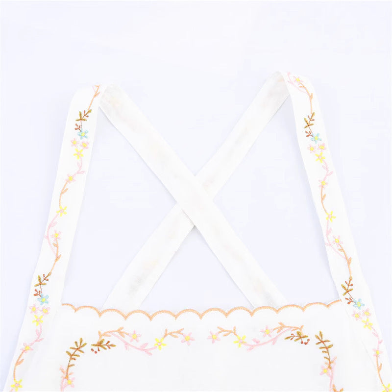 Elegant Simple And Fashionable Flower Embroidered Straight Collar Short Top