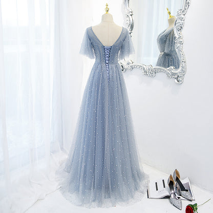 Evening Dress Female Elegant Temperament Host V-neck Super Fairy Thin Long Style - X2-Shopping