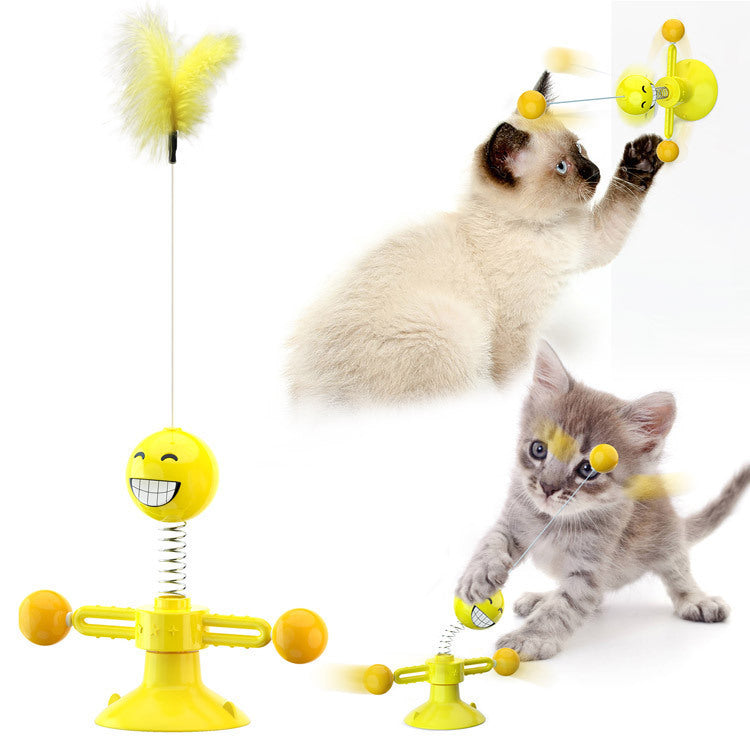 Cat Rotating Windmill Multi-Function Toys Itch Scratching Device Teeth Shining Toy - X2-Shopping