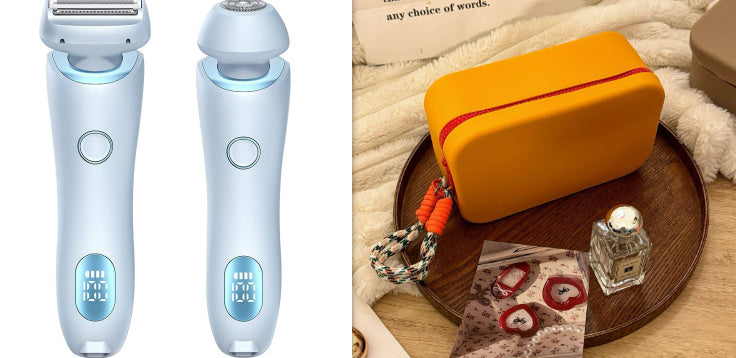 ماكينة إزالة الشعر 2 في 1 قابلة لإعادة الشحن عبر USB للنساء، ماكينة حلاقة للجسم والوجه والساق والإبط والبكيني واليدين والعانة
