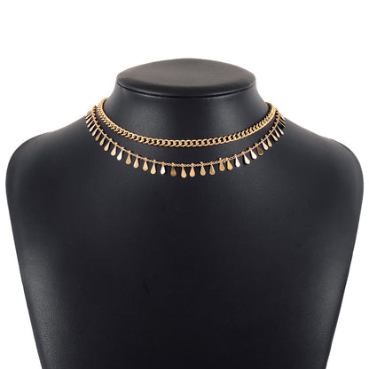 Drop Shape Sequin Commuter Net Red Wind Necklace