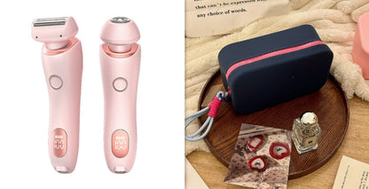 ماكينة إزالة الشعر 2 في 1 قابلة لإعادة الشحن عبر USB للنساء، ماكينة حلاقة للجسم والوجه والساق والإبط والبكيني واليدين والعانة